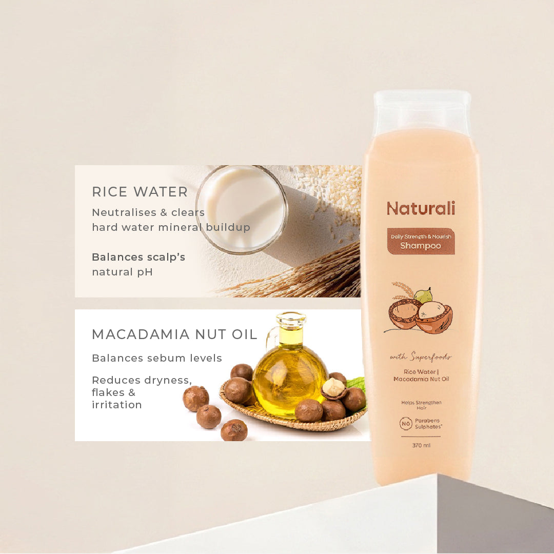 Daily Strength & Nourish Shampoo with Rice Water For Frizz Control & Shine