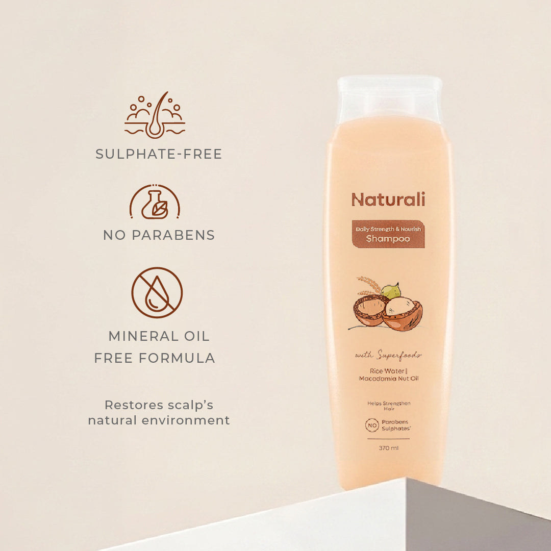 Daily Strength & Nourish Shampoo with Rice Water For Frizz Control & Shine