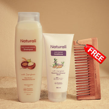 Naturali Daily Strength and Nourish Shampoo + Anti - Hairfall Conditioner + Comb