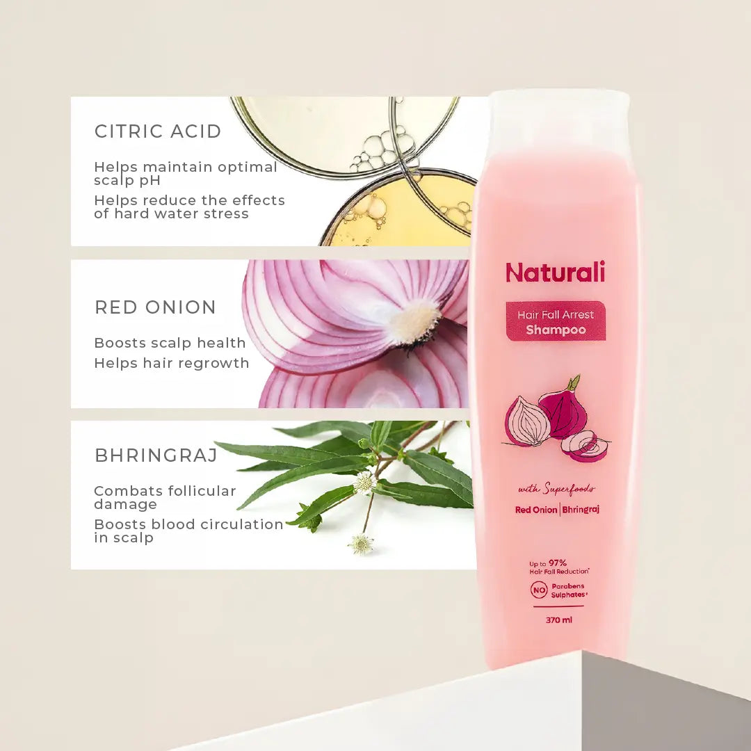 Naturali Hairfall Arrest Shampoo + Hairfall Arrest Conditioner + Organic Wooden Neem Comb