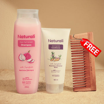 Naturali Hairfall Arrest Shampoo + Anti - Hairfall Conditioner + Wooden Comb