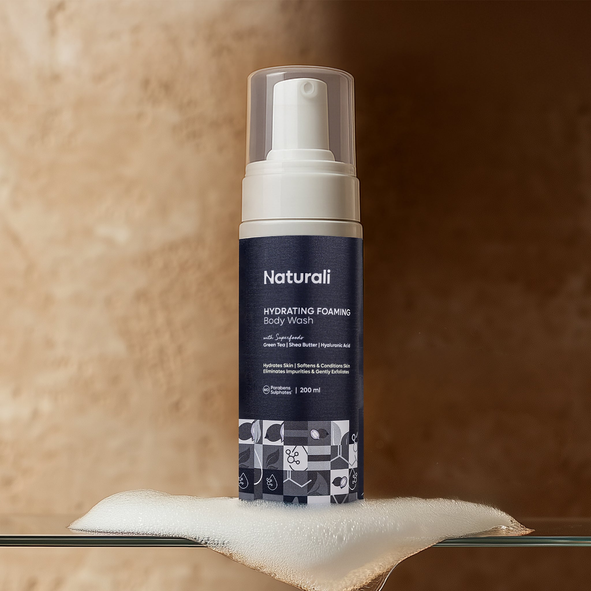 Naturali Hydrating Foaming Body Wash For Men With Green Tea, Shea Butter & Hyaluronic Acid
