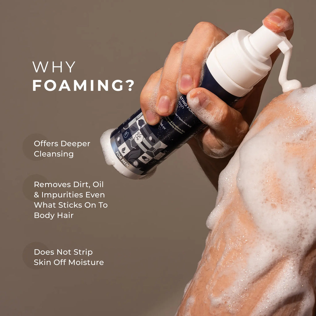 Naturali Hydrating Foaming Body Wash For Men With Green Tea, Shea Butter & Hyaluronic Acid