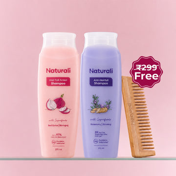Naturali Anti-Hairfall Shampoo + Hairfall Arrest Shampoo + Wooden Comb