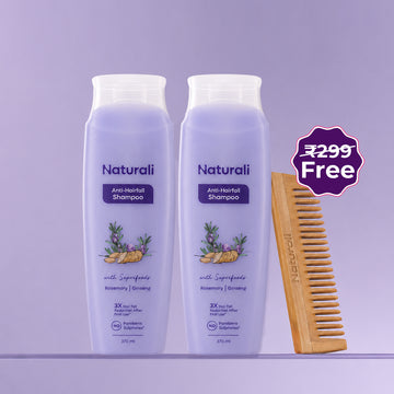 Naturali Anti-Hairfall Shampoo (Pack Of 2) + Wooden Comb