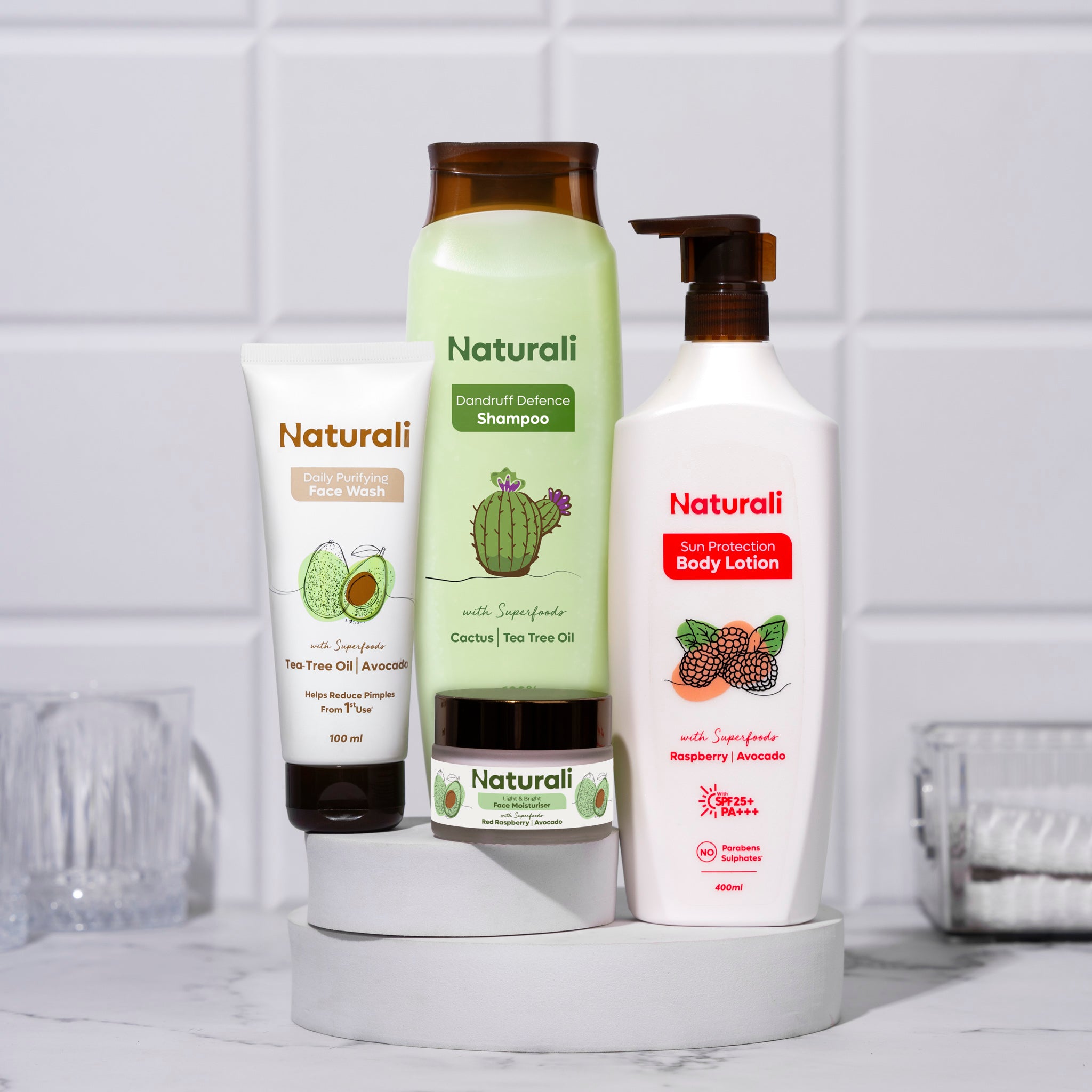 Dandruff Defence Shampoo + Daily Purifying Face Wash + Face Moisturiser + SPF Body Lotion