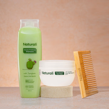 Dandruff Defence Shampoo + Anti-Dandruff Hair Mask + Wooden Comb