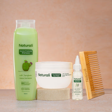 Dandruff Defence Shampoo + Anti-Dandruff Hair Mask + Scalp Serum + Wooden Comb