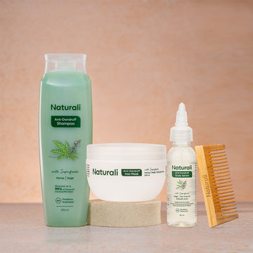 Naturali Anti-Dandruff Shampoo + Hair Mask + Scalp Serum + Wooden Comb