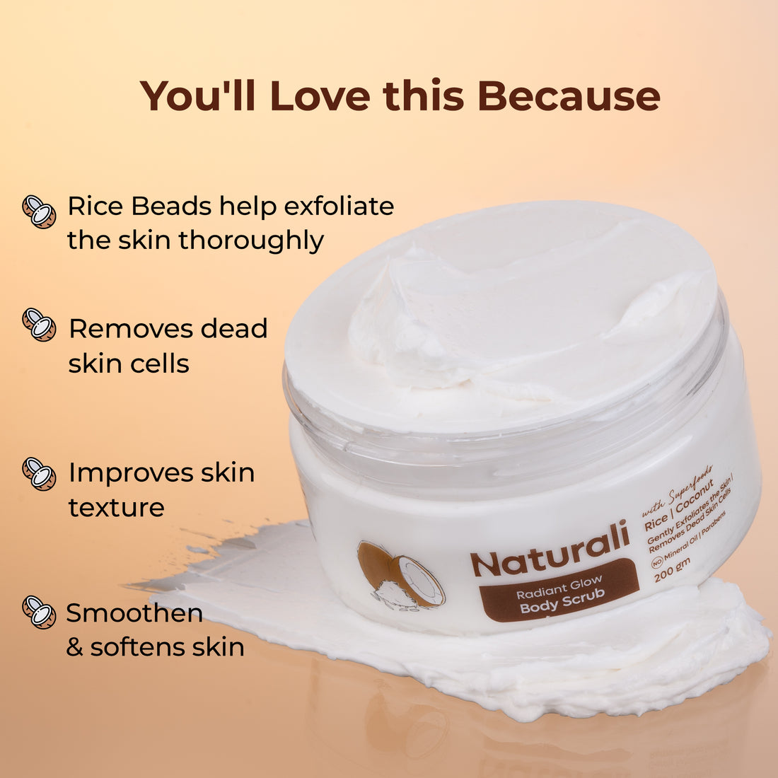 Naturali Radiant Glow Body Scrub With Rice & Coconut