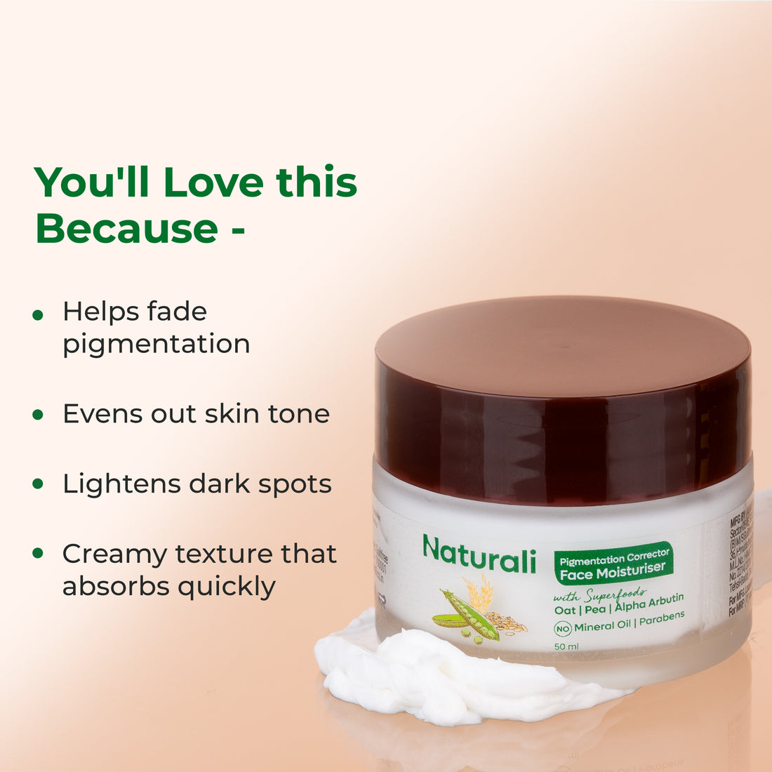 Naturali Pigmentation Corrector Moisturiser With Oat, Pea & Alpha Arbutin