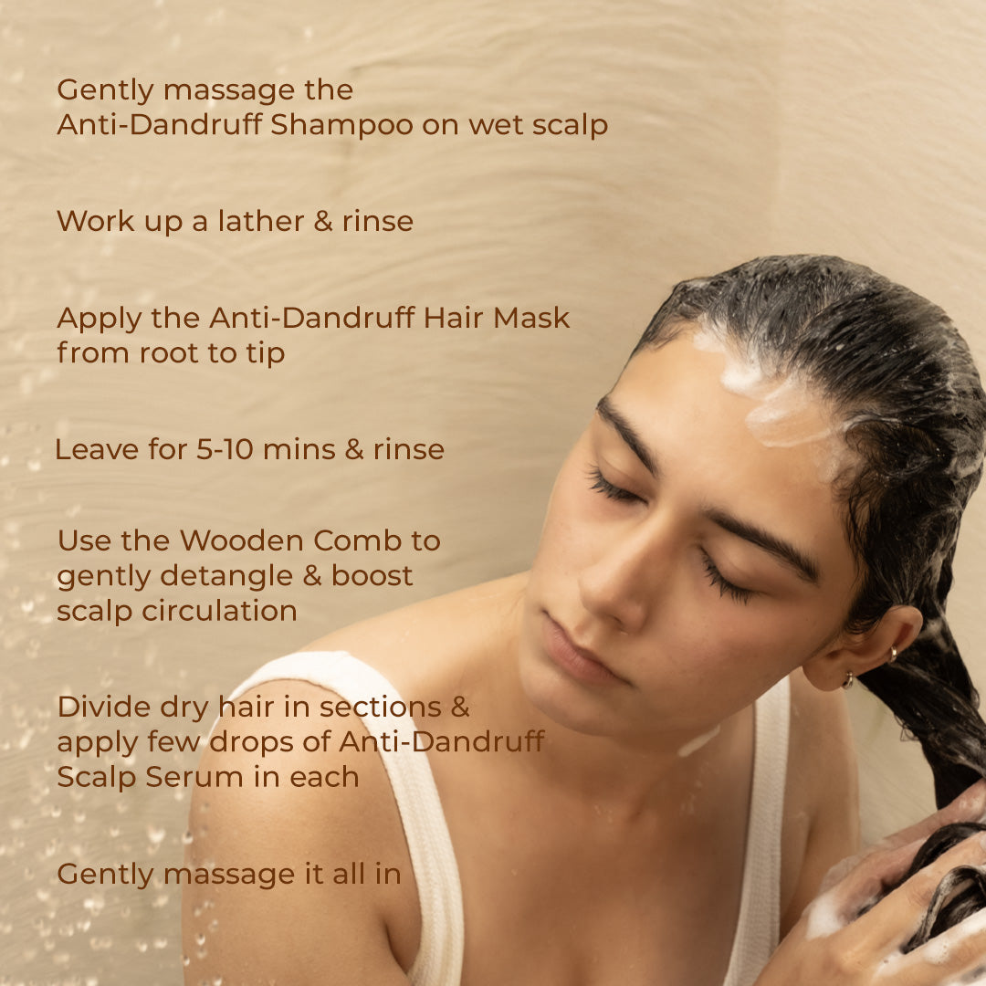 Dandruff Defence Shampoo + Anti-Dandruff Hair Mask + Scalp Serum + Wooden Comb